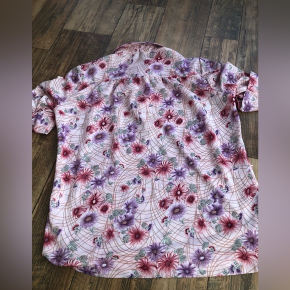 Womens RALPH ORIGINALS Pink Floral Shirt Rn18962 Lightweight Partial Button Up - Picture 8 of 8